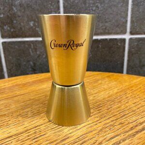 Vintage Crown Royal 1.5 oz Cocktail Measuring Jigger Brass and Silver Tone ~ NEW